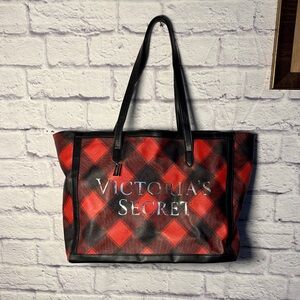Victoria's Secret Plaid Red and Black Tote